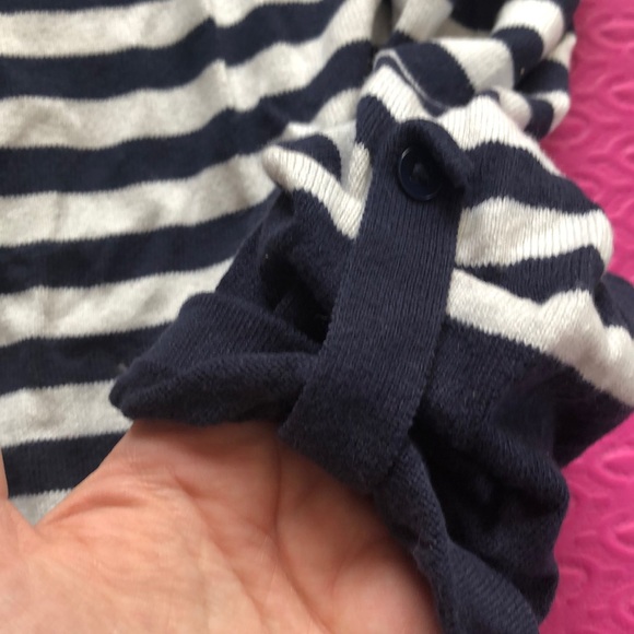 Loft pink & navy Bonjour 3/4 sleeve stripe Medium - Picture 3 of 4